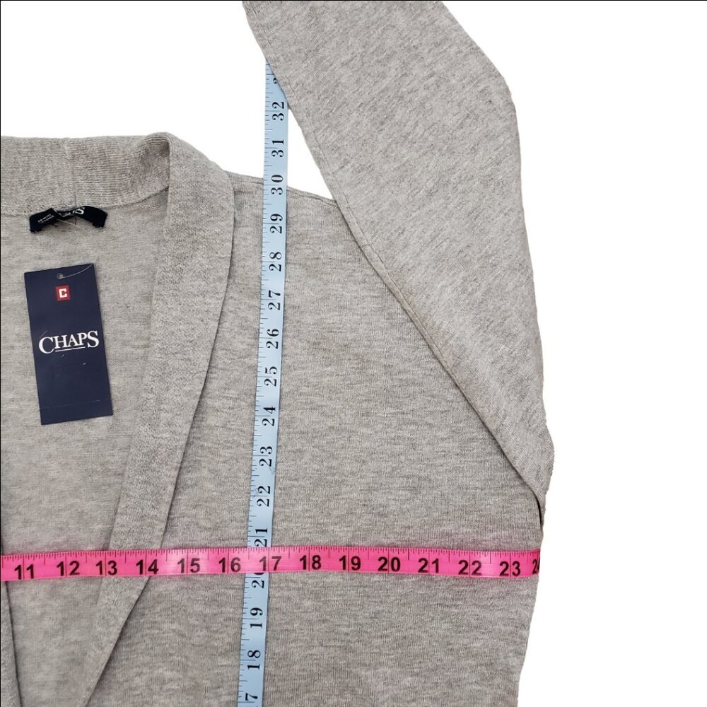 Chaps Gray Open Front Cardigan Size L NWT - Picture 9 of 9
